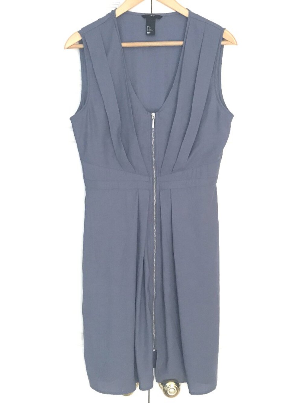 H&M Zipper Front Mini Dress, Blue/Gray, Sz. 6